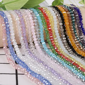 Macro view of multi-faceted colorful glass crystal beads for DIY jewelry making