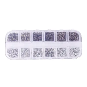 DIY jewelry making kit with lobster clasps and jump rings in a 12-grid storage organizer