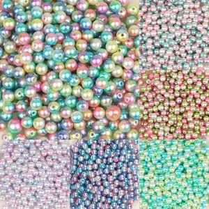 Cuentas Redondas De Imitación De Perlas Artificiales Perla Artificialdas Degradadas Coloridas De Plástico Para Hacer Joyas De Bricolaje