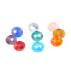 Faceted 6/8mm glass crystal wheel beads in 9 assorted colors for DIY jewelry making