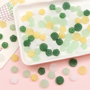 Retro Imitation Jade Glass Beads For DIY Jewelry Making Chinese Fu Character Flower Pumpkin Shape Loose Spacer Beads Bracelet Necklace Accessories