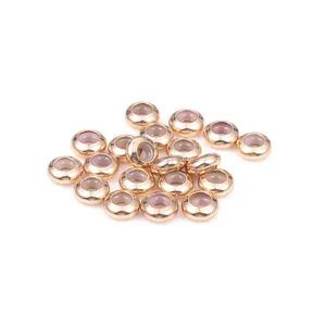Flat round gold copper beads with purple resin inlay for DIY jewelry bracelet making