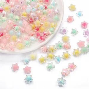 Frosted acrylic star beads in mixed macaron colors for DIY handmade jewelry crafts
