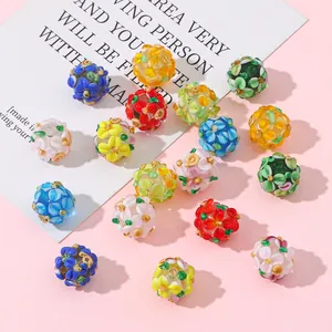 Perles florales en verre faites à la main aux couleurs vives pour la création de bijoux
