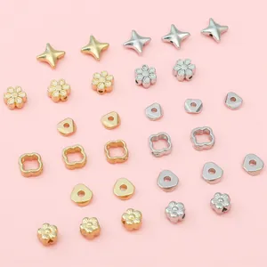 DIY gold and silver CCB plastic spacer beads in star and flower shapes for jewelry making