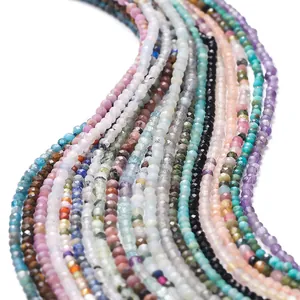 Faceted Natural Stone Loose Beads Strand Amethyst Zirconia Round Spacer Beads For DIY Handmade Jewelry Bracelet Necklace Making