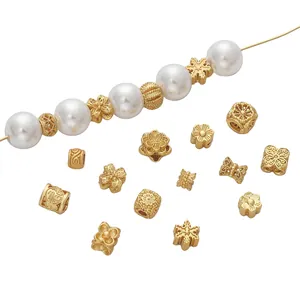 Antique Gold Copper Spacer Beads Hollow Floral Snowflake Butterfly Charms For DIY Bracelet Necklace Jewelry Making Findings Accessories