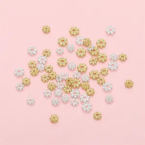 Perles d'Espacement Flocon de Neige en Cuivre Laminé d'Or 14K Perles Florales pour Fabrication de Bijoux DIY Bracelet Collier