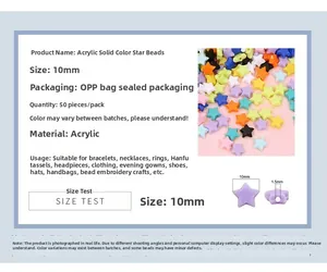 Specifiche dettagliate delle dimensioni per perline a stella in acrilico da 10mm per fai da te