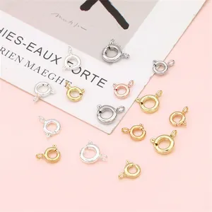 Cierre de Anillo de Resorte Redondo de Cobre Chapado en Oro de 14K 18K Hebilla de Conexión Para Collar Pulsera Joyería DIY Componentes