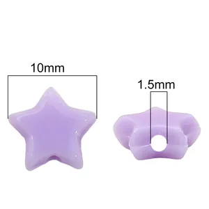Perline a stella in acrilico viola da 10 mm per gioielli fai da te foro 1,5 mm