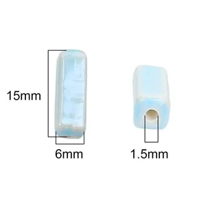 6x15mm light blue ceramic rectangular beads with pearl luster finish for DIY jewelry