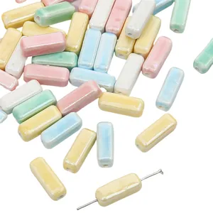 Macaron color 6x15mm rectangular ceramic loose beads for DIY handmade jewelry crafts