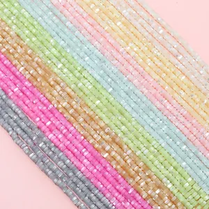 Handmade multicolor 2x4mm shell spacer beads with pearl luster for DIY jewelry making
