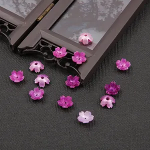 Pink and purple acetate floral beads with pearlescent finish for DIY jewelry making