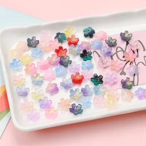 Frosted gradient flower beads for DIY jewelry making in various macaron colors