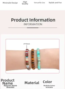 Detail of 2x4mm disc-shaped natural stone beads in mixed colors for DIY bracelets