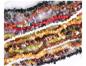 Close-up of natural colorful irregular crystal stone beads for DIY jewelry making