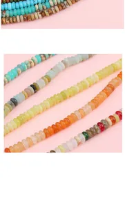 Macro detail of colorful natural stone rondelle beads for DIY handmade jewelry making