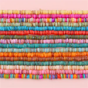 Colorful natural shell heishi bead strands for DIY jewelry making and bracelets
