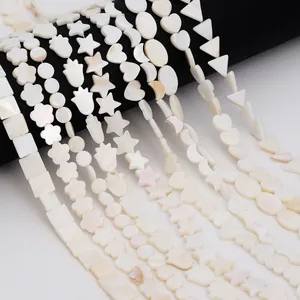 Cuentas Sueltas de Concha de Madreperla Natural de Agua Dulce Formas Geométricas Irregulares Corazón Estrella Luna para Accesorios de Creación de Joyas DIY