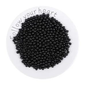 Polierte schwarze 4-10mm ABS-Rundperlen mit Loch für DIY-Schmuck und Bastelzubehör
