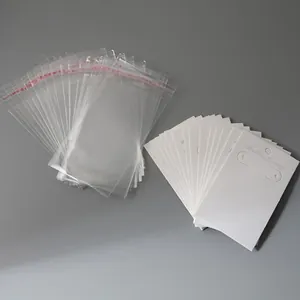 Weiße Schmuck Display Karten Aus Papier Mit Durchsichtigen Selbstklebenden Beuteln Für Ohrringe DIY Schmuck Verpackung