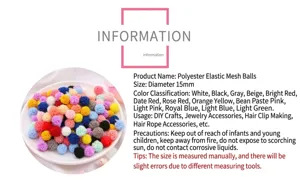 Detailansicht 15mm Polyester Elastik-Netzbälle für DIY Bastel- und Haarschmuck