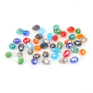 Faceted glass teardrop beads in assorted colors for DIY jewelry making and crafts
