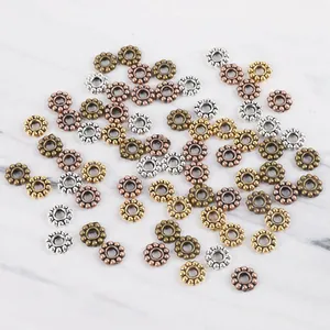 Variety of zinc alloy spacer beads in four metallic colors for DIY jewelry making
