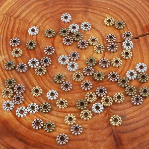 Flower shaped zinc alloy spacer beads for DIY jewelry making in four metallic colors
