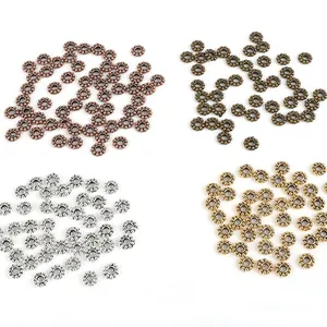 Zinc alloy flower spacer beads for DIY jewelry making in gold, silver and bronze