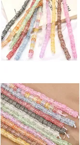 Detailed view of 6mm square cracked glass beads for DIY jewelry making in assorted colors