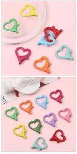 Cierres de mosquetón de corazón de colores para bisutería DIY y llaveros artesanales