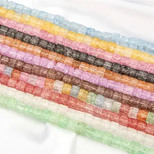 6mm square glass crackle beads in multiple colors for DIY handmade jewelry crafts