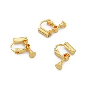 Adjustable gold plated screw-back earring converters for non-pierced ears DIY jewelry making