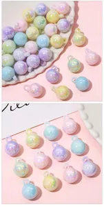 Close-up of 16mm iridescent acrylic round beads with loops for DIY keychain making