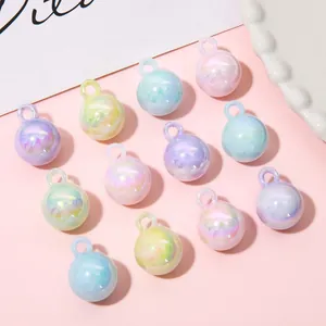 Iridescent Acrylic Round Ball Charms Pendants Hanging Hole Macaron Colors Aurora AB Effect DIY Jewelry Accessories Handcrafts