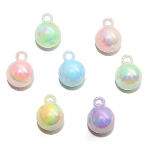 Colorful 16mm acrylic beads with hanging loops for DIY jewelry and keychain making