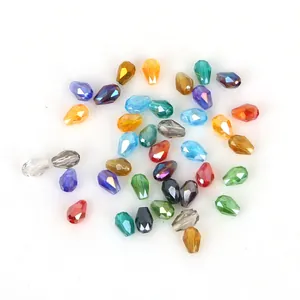 Multi-colored 4x6mm faceted crystal glass teardrop beads for DIY jewelry making