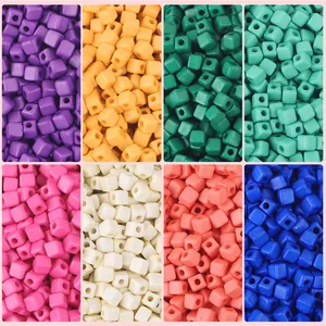 Acryl Würfelperlen Macaron Einfarbig Quadratische Lose Perlen Für DIY Schmuckherstellung Armband Telefonkette Handgefertigtes Zubehör