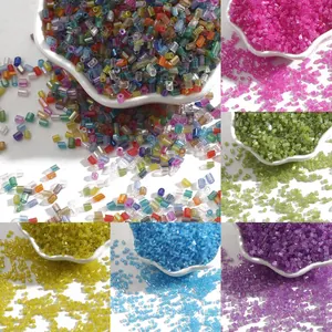 Colorful 2mm glass bugle beads with longitudinal ridges for DIY jewelry making