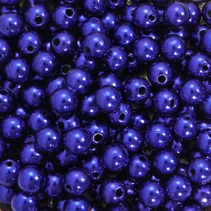 Polished dark purple ABS imitation pearl beads with holes for DIY jewelry making