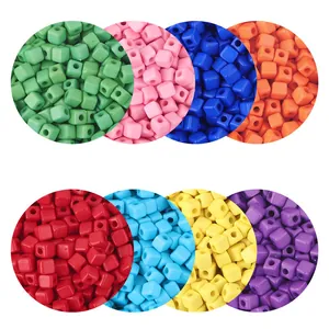 Mehrfarbige Acryl-Würfelperlen in 8 Macaron-Farben für DIY-Schmuck und Bastelarbeiten