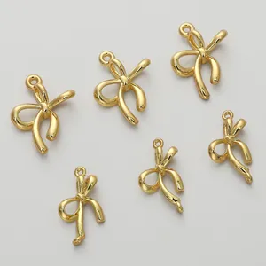 Ciondoli a fiocco placcati oro 14K per creazione di gioielli fai-da-te e collane