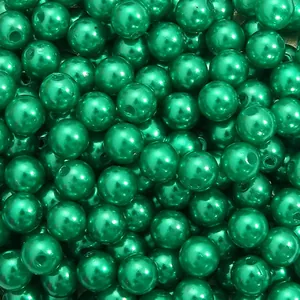 Polished emerald green 4-10mm ABS loose faux pearl beads with holes for DIY jewelry