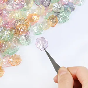 Iridescent ABS pearl shell petal loose beads for DIY jewelry and hair accessories