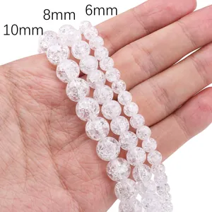 Durchsichtige Glasperlen mit Crackle-Effekt in 6mm, 8mm, 10mm für DIY-Schmuck