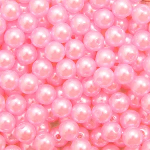 Pink pearl-like ABS beads with central holes for DIY jewelry and handmade bracelets