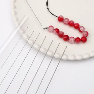 Set of ultra-thin stainless steel beading needles for DIY jewelry making in storage tube
